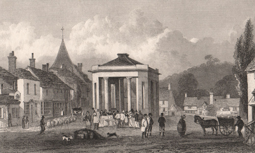 Westerham Green, Westerham, Kent. SHEPHERD 1829 old antique print picture